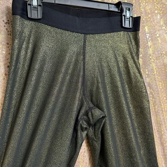 Nike Dri Fit Pro Cool Gold Black Sparkle Training Tights Leggings Small - Picture 2 of 10